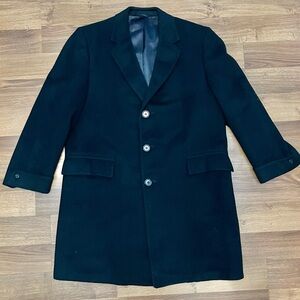 Vintage 1950s Royal Cashmere Bond’s Overcoat Mens XL Solid Black Winter coat
